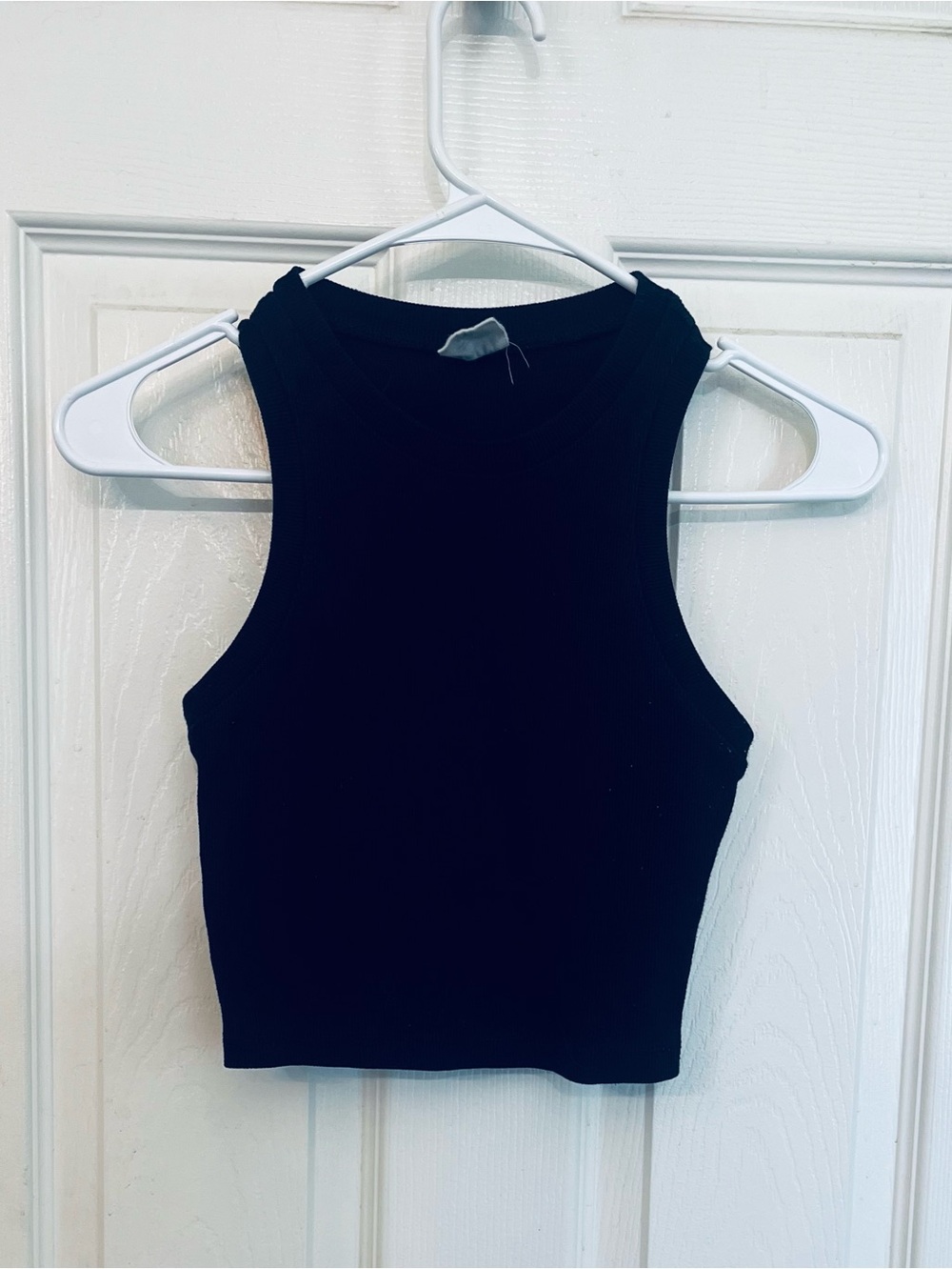 Full Tilt Black Ribbed High Neck Crop Tank Top Size Small PreLoved